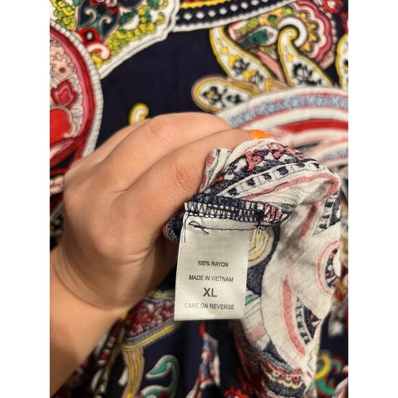 New York & Company Multi Color Paisley Long Sleeve Maxi Dress V Neck Size XL NWT - Picture 14 of 15